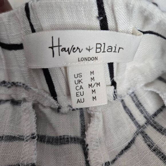 Haven + Blair Black White Pants Size Medium Wide Leg Casual Light - Picture 9 of 9